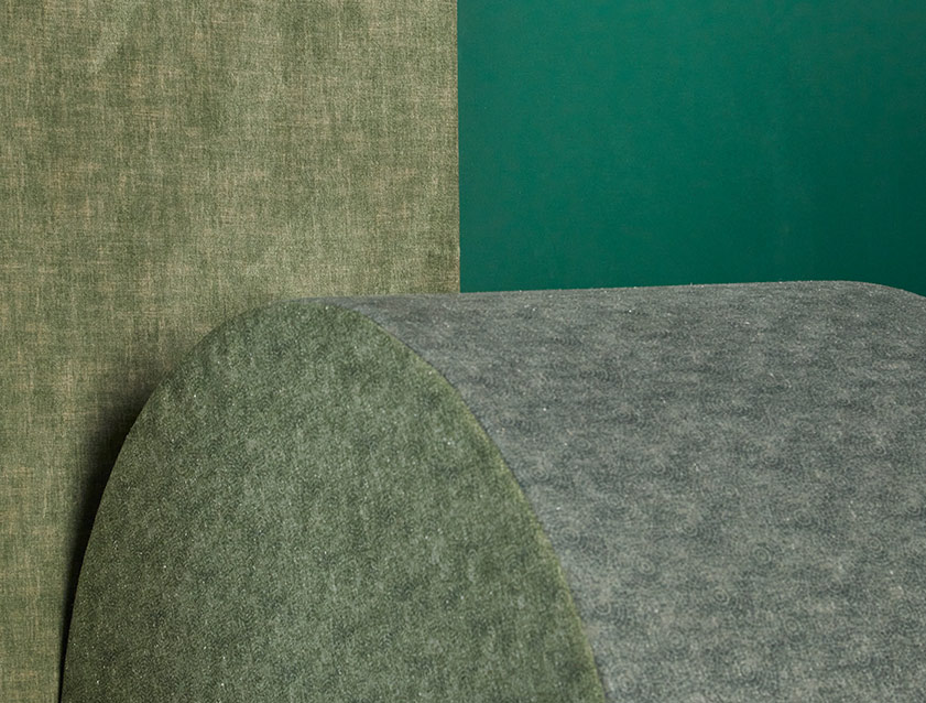 Spill Resistant Padua Pavement and Almost Plain Velvet in shades of green